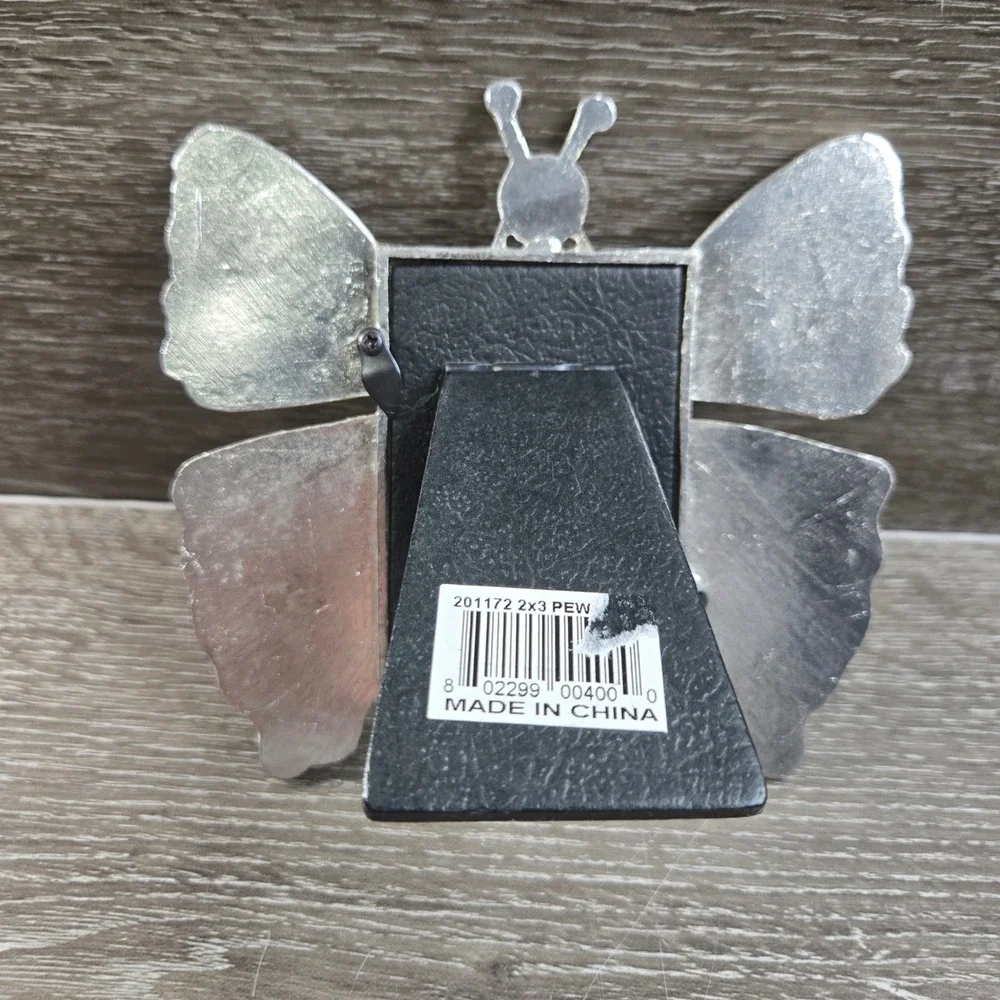 Pewter Butterfly Glitter Rhinestone Tabletop Mini Picture Frame 5x5